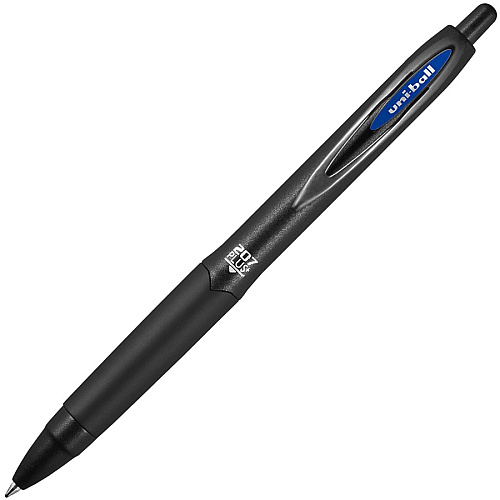 uni-ball uniball&trade; 207 Plus+ Gel Pen 0.7 mm Medium Conical Pen Point - Refillable - Retractable - Blue Ink - Gel-based, Nanofiber Ink - Black Metal Barrel - 1 Dozen (70463)