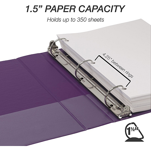 Samsill Durable 1.5 Inch Binder, Made in the USA, D Ring Customizable Clear View Binder, Fashion Assortment, 4 Pack, Each Holds 350 Page 1 1/2" Binder Capacity - 350 Sheet Capacity - Fastener(s): D-Ring - Chipboard, Polypropylene - Assorted - Re (MP46459)