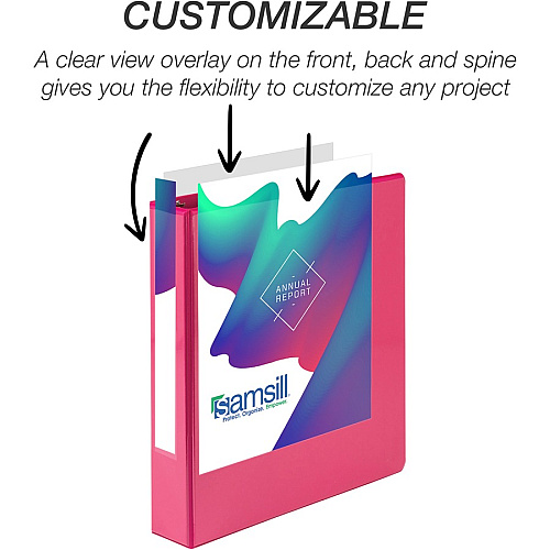 Samsill Durable 1.5 Inch Binder, Made in the USA, D Ring Customizable Clear View Binder, Fashion Assortment, 4 Pack, Each Holds 350 Page 1 1/2" Binder Capacity - 350 Sheet Capacity - Fastener(s): D-Ring - Chipboard, Polypropylene - Assorted - Re (MP46459)