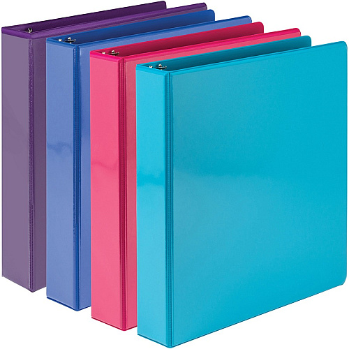 Samsill Durable 1.5 Inch Binder, Made in the USA, D Ring Customizable Clear View Binder, Fashion Assortment, 4 Pack, Each Holds 350 Page 1 1/2" Binder Capacity - 350 Sheet Capacity - Fastener(s): D-Ring - Chipboard, Polypropylene - Assorted - Re (MP46459)