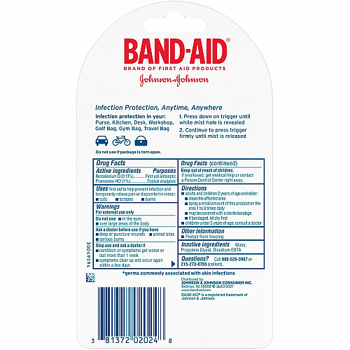 Band-Aid Antiseptic Cleansing To-Go Spray For Cut, Scrape, Burn - 0.26 fl oz - 1 Each (202024)