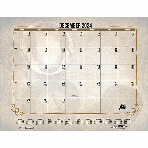 House of Doolittle Vintage Monthly Desk Pad Calendar Julian Dates - Monthly - 12 Month - January - December - 1 Month Single Page Layout - 22" x 17" Sheet Size - Headband - Desk Pad - Brown - Leatherette - Reinforced Corner, Unruled Daily Block - 1  (157)