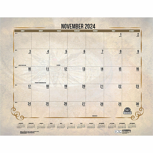 House of Doolittle Vintage Monthly Desk Pad Calendar Julian Dates - Monthly - 12 Month - January - December - 1 Month Single Page Layout - 22" x 17" Sheet Size - Headband - Desk Pad - Brown - Leatherette - Reinforced Corner, Unruled Daily Block - 1  (157)