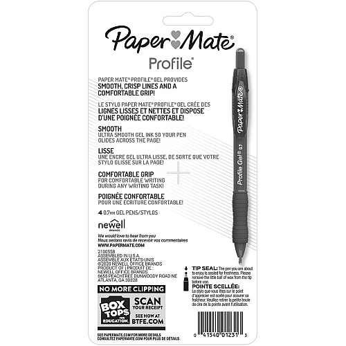 Paper Mate Profile 0.7mm Retractable Gel Pen 0.7 mm Medium Pen Point - Retractable - Blue Ink - Gel-based - 4 / Pack (2095448)