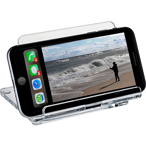Kantek Acrylic Mobile Phone Stand Portrait, Landscape - Acrylic - Clear - Adjustable Angle, Foldable, Non-skid Feet - 1 Each (ATS600)