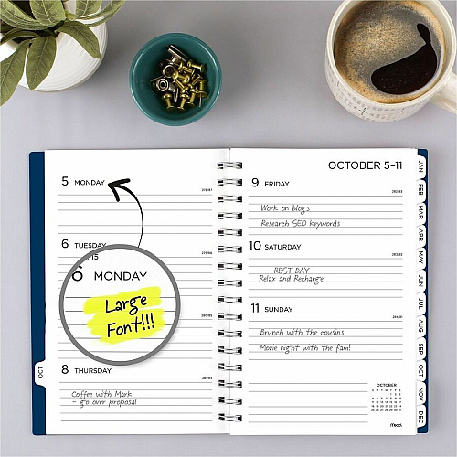 Cambridge 2022-2023 BIG PLANS Weekly Monthly Planner, Navy, Small, 5 1/2" x 8 1/2" (CRW43020)