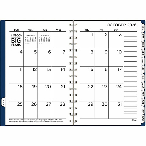 Cambridge 2022-2023 BIG PLANS Weekly Monthly Planner, Navy, Small, 5 1/2" x 8 1/2" (CRW43020)