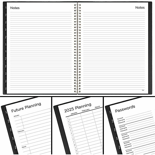 Mead Basic Weekly Monthly Planner, Black, Large, 8 1/2" x 11" (CRW62005)