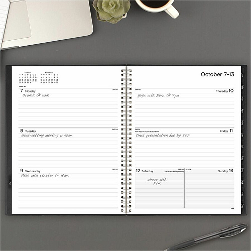 Mead Basic Weekly Monthly Planner, Black, Large, 8 1/2" x 11" (CRW62005)