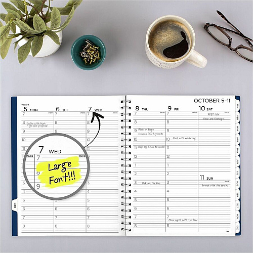 Mead 2022-2023 BIG PLANS Weekly Monthly Planner, Navy, Large, 8 1/2" x 11" (CRW63020)