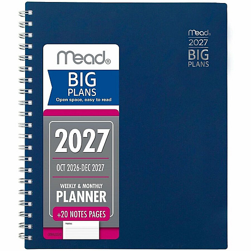 Mead 2022-2023 BIG PLANS Weekly Monthly Planner, Navy, Large, 8 1/2" x 11" (CRW63020)