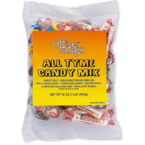 Office Snax All Tyme Mix Assorted Candies Assorted - Individually Wrapped - 16 oz - 1 Bag (00652)