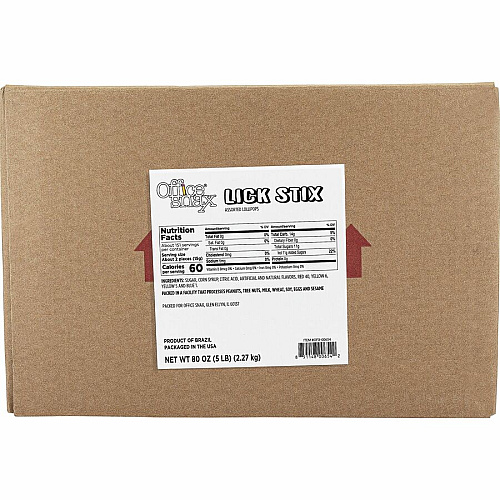 Office Snax Assorted Lollipops Assorted - Individually Wrapped - 5 lb - 1 / Carton (00654)
