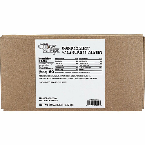 Office Snax Peppermint Starlight Mints Peppermint - Individually Wrapped - 5 lb - 1 / Carton (00662)