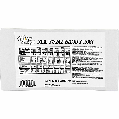 Office Snax All Tyme Assorted Candy Mix Assorted - Individually Wrapped - 5 lb - 1 / Carton (00663)