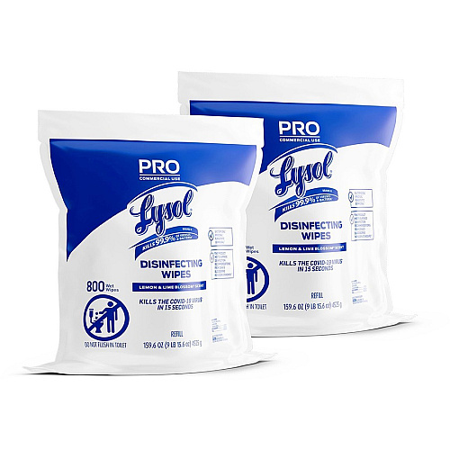 Lysol&reg; Pro Disinfecting Wipes Bucket Refill, 800 Wipe Pack Ready-To-Use Wipe - Lemon & Lime Blossom Scent - 800 Each - White (99857)
