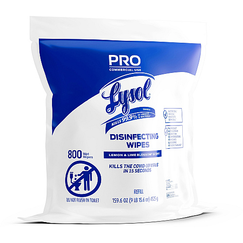 Lysol&reg; Pro Disinfecting Wipes Bucket Refill, 800 Wipe Pack Ready-To-Use Wipe - Lemon & Lime Blossom Scent - 800 Each - White (99857)
