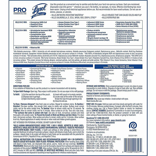 Lysol&reg; Pro Disinfecting Wipes Bucket Refill, 800 Wipe Pack Ready-To-Use Wipe - Lemon & Lime Blossom Scent - 800 Each - White (99857)