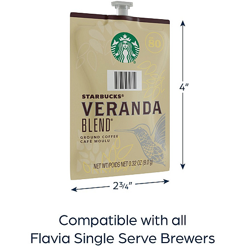 Starbucks Freshpack Veranda Blend Coffee Compatible with Flavia Aroma, Flavia Barista, FLAVIA Creation 600, Flavia Creation 500, Flavia Creation 200, Flavia Creation 150, Flavia Creation 300 - Light - 0.3 oz - Freshpack, Ground - Veranda Blend - 7 (48102)