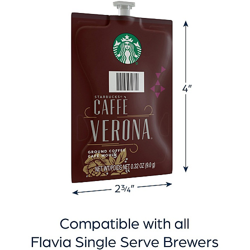 Starbucks Freshpack Caffe Verona Coffee Compatible with Flavia - American - Dark - Freshpack, Ground - Caffe Verona, Classic - 76 / Case (48104)