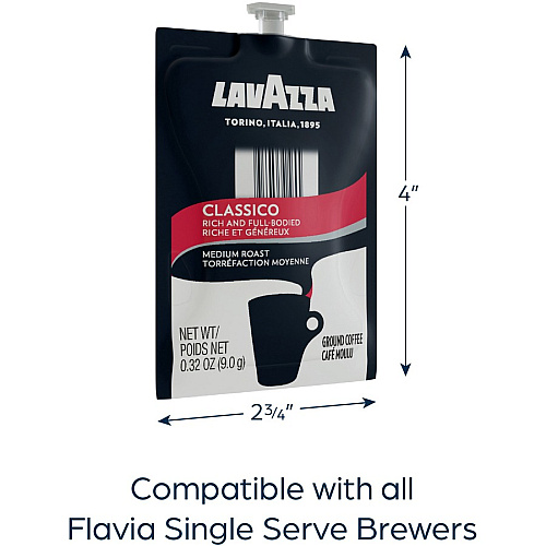 Lavazza Freshpack Classico Coffee Medium - 0.3 oz - Ground, Freshpack - Classico, Arabica, Robusta - 76 / Carton (48105)