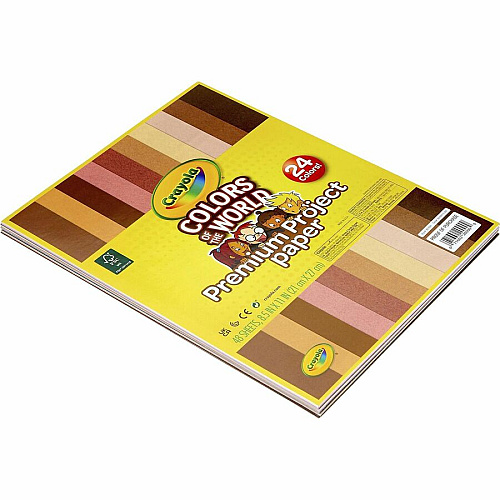 Crayola Colors of the World Construction Paper Student, Construction, Artwork - 24 Piece(s) - 8.50" Width x 11" Length - Multi - Paper - 48 / Pack (990091)