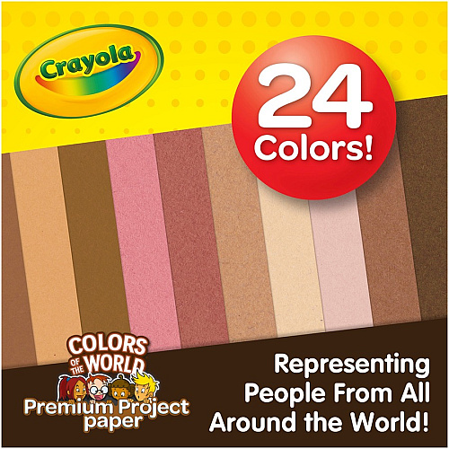 Crayola Colors of the World Construction Paper Student, Construction, Artwork - 24 Piece(s) - 8.50" Width x 11" Length - Multi - Paper - 48 / Pack (990091)