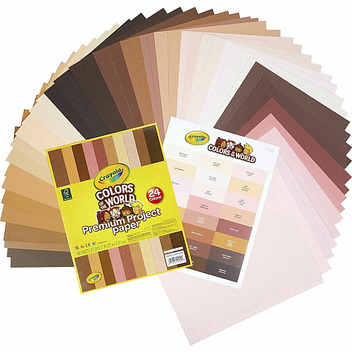 Crayola Colors of the World Construction Paper Student, Construction, Artwork - 24 Piece(s) - 8.50" Width x 11" Length - Multi - Paper - 48 / Pack (990091)