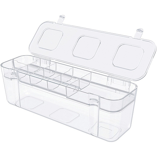 Deflecto Caddy Storage Tray 9 Compartment(s) - 1.30" Height x 13.10" Width x 3.80" Depth - Desktop - Portable, Stackable - Clear - Polystyrene - 1 Each (29311CR)