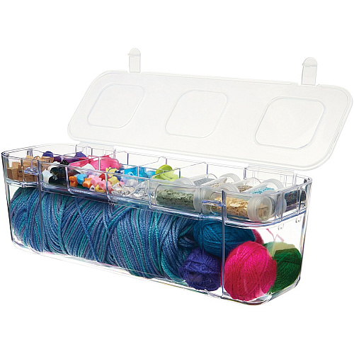 Deflecto Caddy Storage Tray 9 Compartment(s) - 1.30" Height x 13.10" Width x 3.80" Depth - Desktop - Portable, Stackable - Clear - Polystyrene - 1 Each (29311CR)