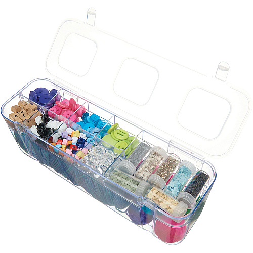 Deflecto Caddy Storage Tray 9 Compartment(s) - 1.30" Height x 13.10" Width x 3.80" Depth - Desktop - Portable, Stackable - Clear - Polystyrene - 1 Each (29311CR)