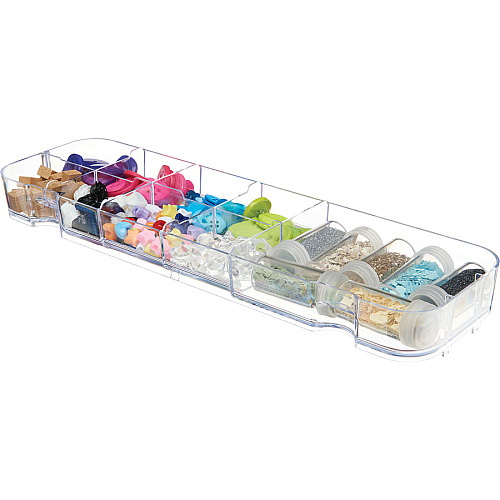 Deflecto Caddy Storage Tray 9 Compartment(s) - 1.30" Height x 13.10" Width x 3.80" Depth - Desktop - Portable, Stackable - Clear - Polystyrene - 1 Each (29311CR)