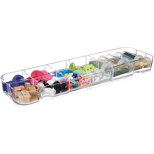 Deflecto Caddy Storage Tray 9 Compartment(s) - 1.30" Height x 13.10" Width x 3.80" Depth - Desktop - Portable, Stackable - Clear - Polystyrene - 1 Each (29311CR)