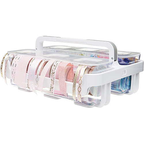 Deflecto Ribbon Dispenser 4.40" Height x 13.30" Width x 4.20" Depth - Desktop - Lid, Portable, Stackable, Wall Mountable - Clear - Plastic, Polypropylene - 1 Each (29321CR)