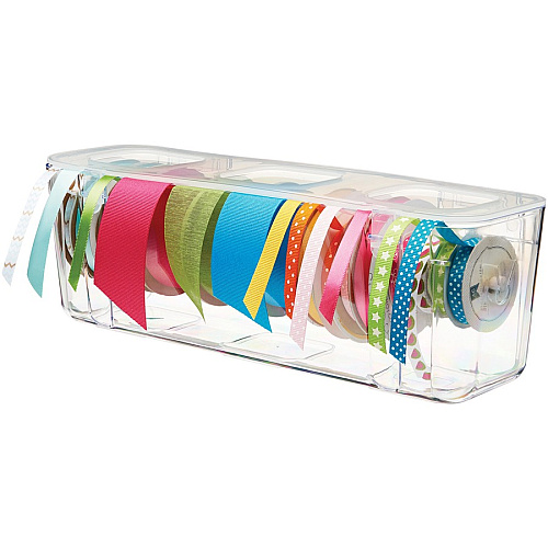 Deflecto Ribbon Dispenser 4.40" Height x 13.30" Width x 4.20" Depth - Desktop - Lid, Portable, Stackable, Wall Mountable - Clear - Plastic, Polypropylene - 1 Each (29321CR)