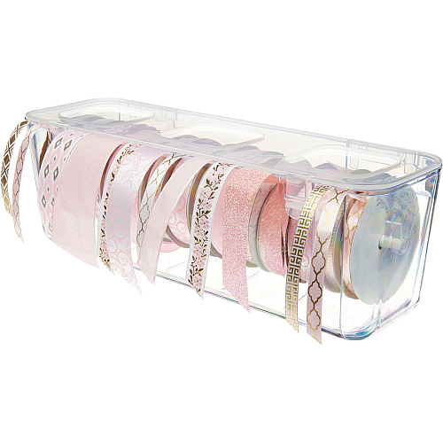 Deflecto Ribbon Dispenser 4.40" Height x 13.30" Width x 4.20" Depth - Desktop - Lid, Portable, Stackable, Wall Mountable - Clear - Plastic, Polypropylene - 1 Each (29321CR)
