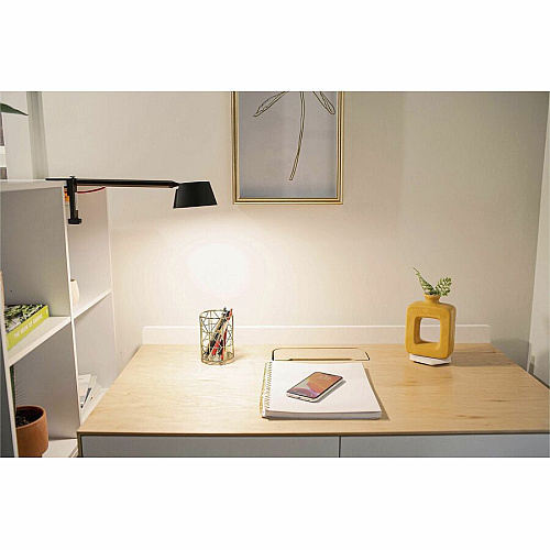 Bostitch Verve Adjustable LED Desk Lamp LED Bulb - Adjustable, Dimmable, Adjustable Brightness, Clock, Durable, Swivel Base, Color Changing Mode - Aluminum - Desk Mountable - Black - for Desk - Alexa Supported (2200CLSMBK)