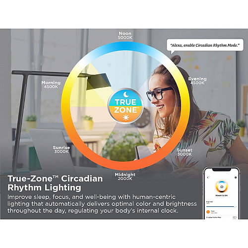 Bostitch Verve Adjustable LED Desk Lamp LED Bulb - Adjustable, Dimmable, Adjustable Brightness, Clock, Durable, Wireless Charging, Swivel Base, Color Changing Mode - Aluminum - Desk Mountable - Black - for Desk - Alexa Supported (2200QISMBK)