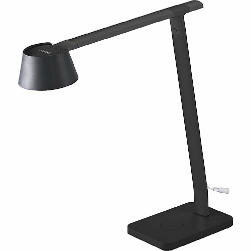 Bostitch Verve Adjustable LED Desk Lamp LED Bulb - Adjustable, Dimmable, Adjustable Brightness, Clock, Durable, Wireless Charging, Swivel Base, Color Changing Mode - Aluminum - Desk Mountable - Black - for Desk - Alexa Supported (2200QISMBK)