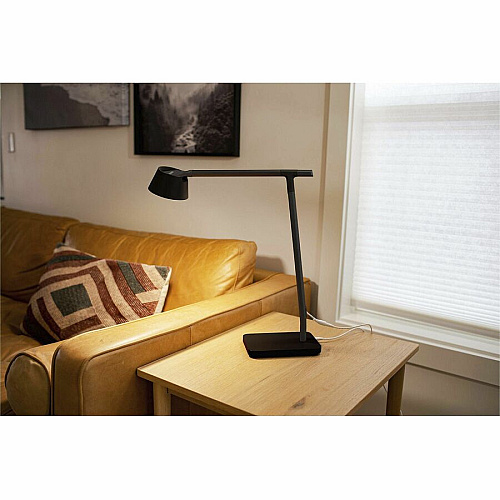 Bostitch Verve Adjustable LED Desk Lamp LED Bulb - Adjustable, Dimmable, Adjustable Brightness, Clock, Durable, USB Charging, Swivel Base, Color Changing Mode - Aluminum - Desk Mountable - Black - for Desk - Alexa Supported (2200USBSMBK)