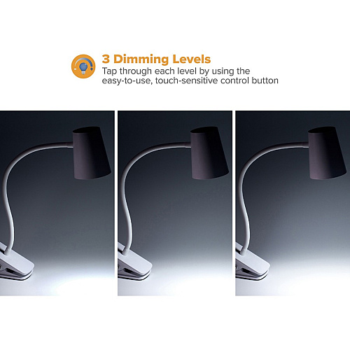 Bostitch Adjustable LED Clamp Light 5.20 W LED Bulb - Adjustable, Flexible Neck, Adjustable Head - Silicone - Desk Mountable, Wall Mountable - White - for Desk, Cubicle, Home, Office, Classroom, Communal Area (LED2103)