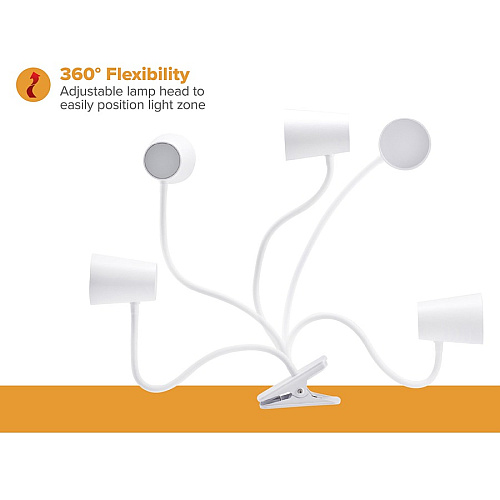 Bostitch Adjustable LED Clamp Light 5.20 W LED Bulb - Adjustable, Flexible Neck, Adjustable Head - Silicone - Desk Mountable, Wall Mountable - White - for Desk, Cubicle, Home, Office, Classroom, Communal Area (LED2103)