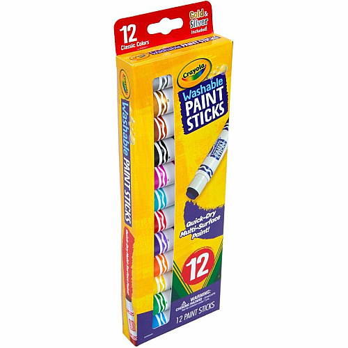 Crayola Project Quick-Dry Paint Sticks Stick - 12 Color(s) - Assorted - 0.28 fl oz - Washable - 12 / Pack (546211)