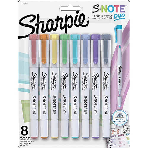 Sharpie S-Note Duo Dual-Tip Markers Chisel, Bullet Marker Point - Assorted Ink - 8/Pack - 6 / Box (2154173BX)