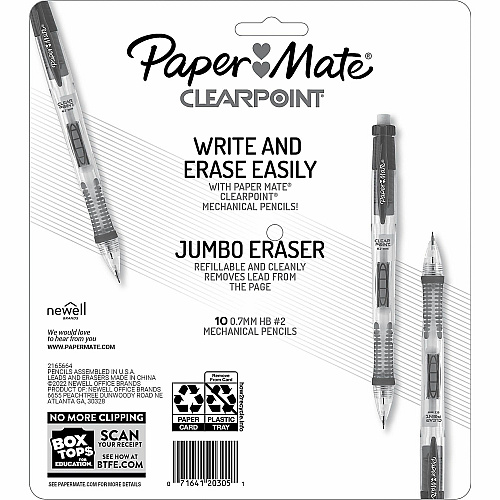 Paper Mate Clearpoint Mechanical Pencils 0.7 mm Lead - Assorted Barrel - 10 / Pack (2164121)