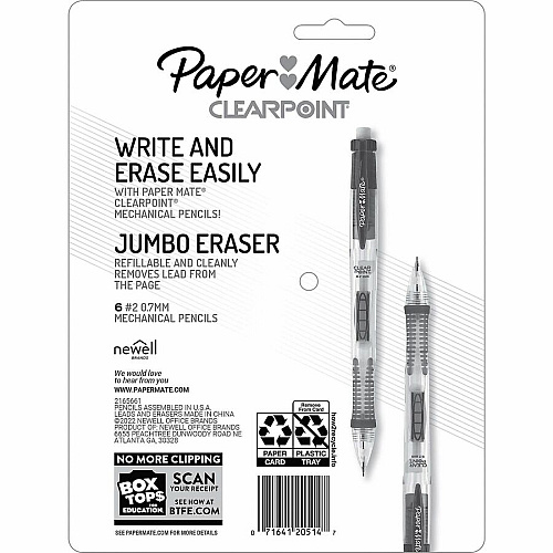 Paper Mate Clearpoint Mechanical Pencils 0.7 mm Lead - Assorted Barrel - 6 / Pack (2169674)