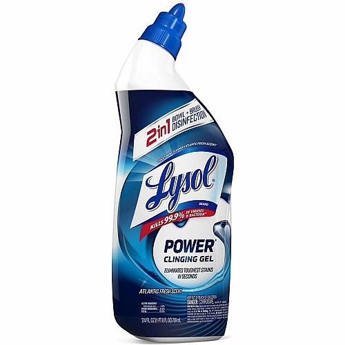 Lysol&reg; Toilet Bowl Power Cleaning Gel, 24 oz Bottle., 9 Bottles 24 fl oz (0.8 quart) - Atlantic Fresh Scent - Disinfectant - Blue Bottle - 9 / Carton (98012CT)
