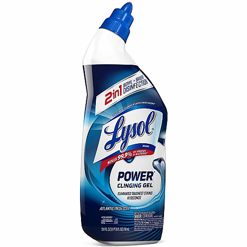 Lysol&reg; Toilet Bowl Power Cleaning Gel, 24 oz Bottle., 9 Bottles 24 fl oz (0.8 quart) - Atlantic Fresh Scent - Disinfectant - Blue Bottle - 9 / Carton (98012CT)