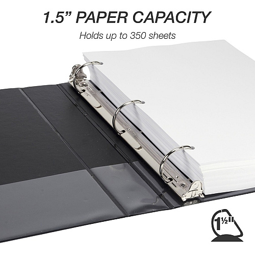 Samsill Durable 1.5 Inch Binder, Made in the USA, D Ring Customizable Clear View Binder, Basic Assortment, 4 Pack, Each Holds 350 Page 1 1/2" Binder Capacity - Letter - 8 1/2" x 11" Sheet Size - 350 Sheet Capacity - Fastener(s): D-Ring - Pocket( (MP46458)