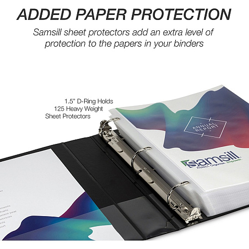 Samsill Durable 1.5 Inch Binder, Made in the USA, D Ring Customizable Clear View Binder, Basic Assortment, 4 Pack, Each Holds 350 Page 1 1/2" Binder Capacity - Letter - 8 1/2" x 11" Sheet Size - 350 Sheet Capacity - Fastener(s): D-Ring - Pocket( (MP46458)
